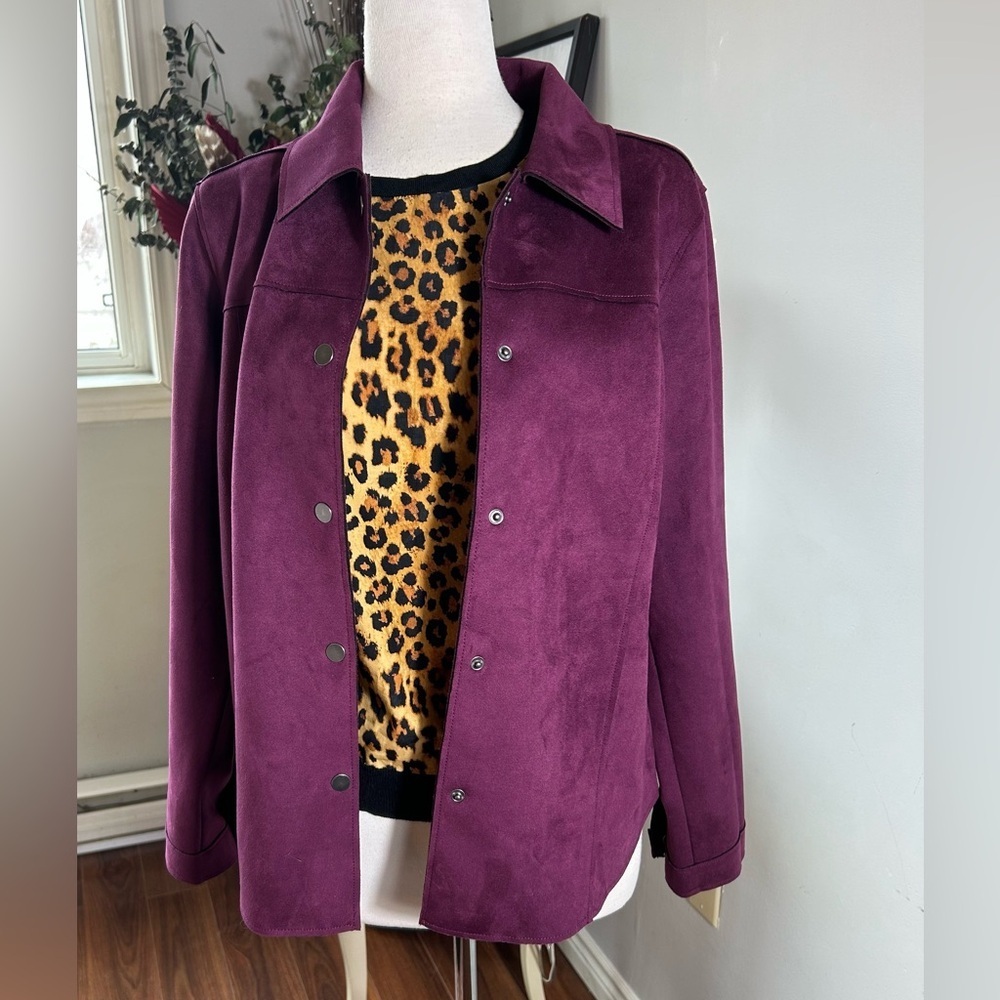 Vintage Northern Reflections Burgundy Faux Suede Snap Jacket M